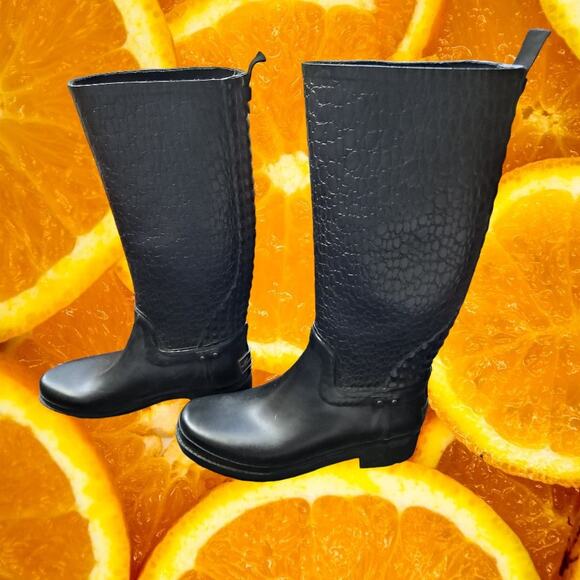 Kenneth Cole Midnight Rain Rubber Knee High Boot Size 8M - Picture 1 of 7